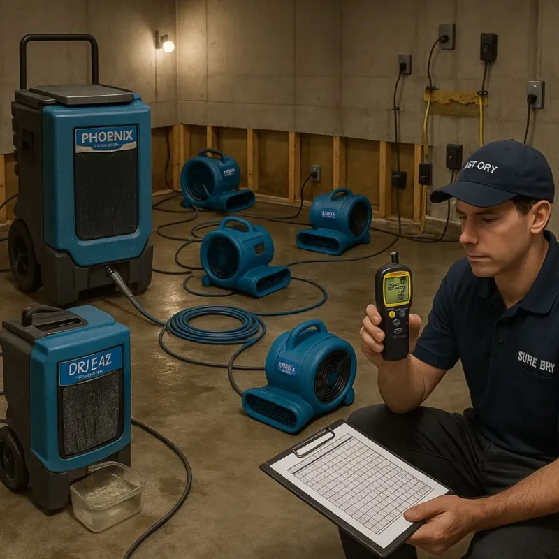 Structural Drying and Dehumidification process in Black Creek, WI